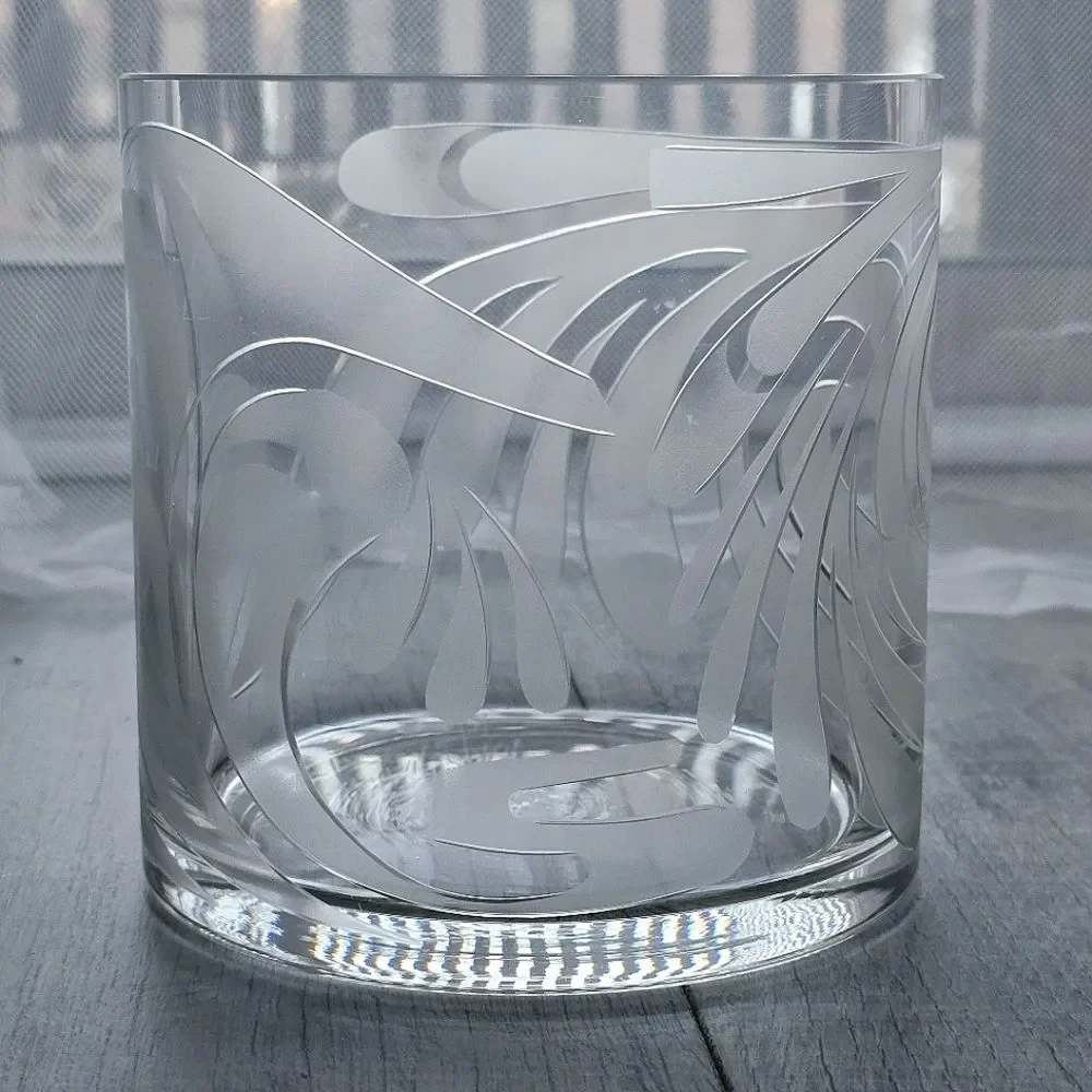 Rosenthal Studio Line Vase Etched Frosted Crystal by Bjorn Wiinblad Germany